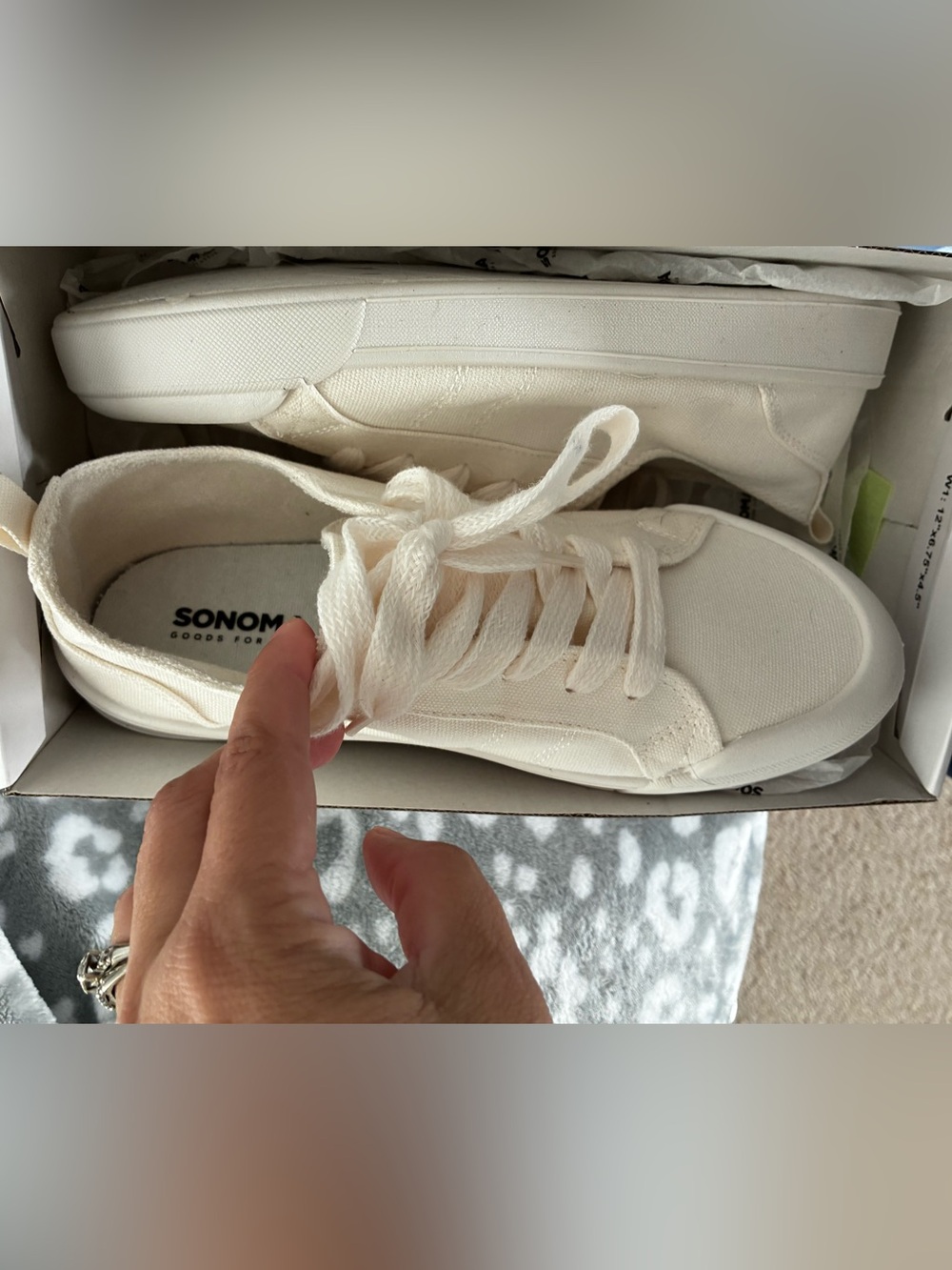 Sonoma Off-White Canvas Lace-Up Sneakers